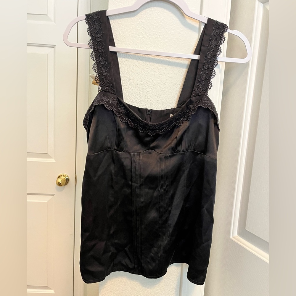 Nanette Lepore Black Sleeveless Top with Lace Detail